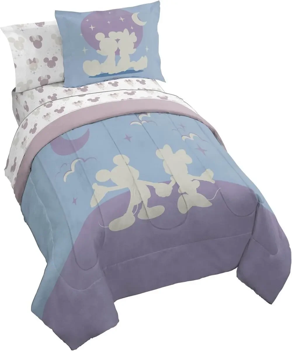 NEW Disney Mickey & Minnie Mouse 7 Pc Full Comforter  Set Franco Blue Purple